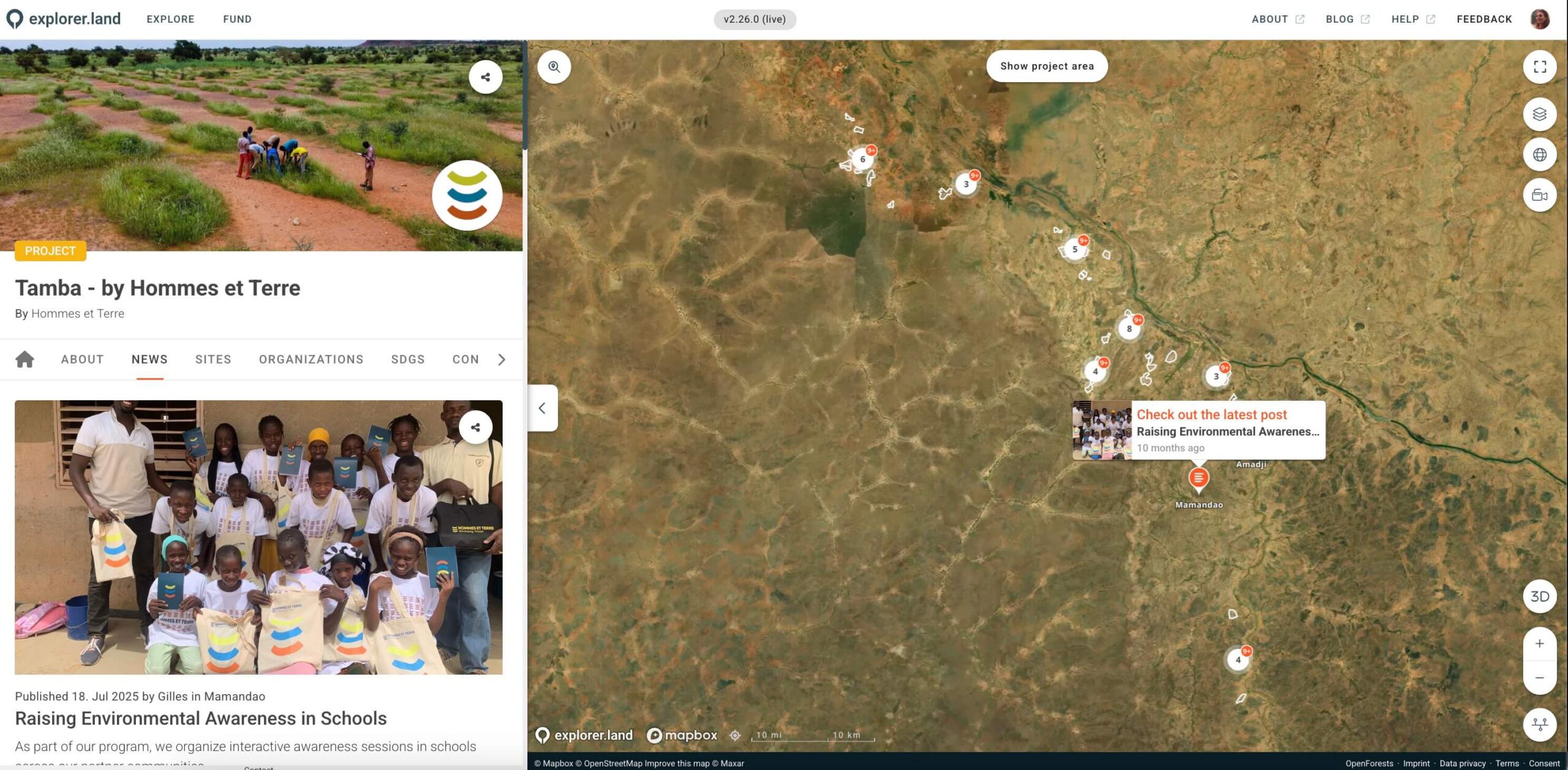 Hommes & Terre Geo-located updates