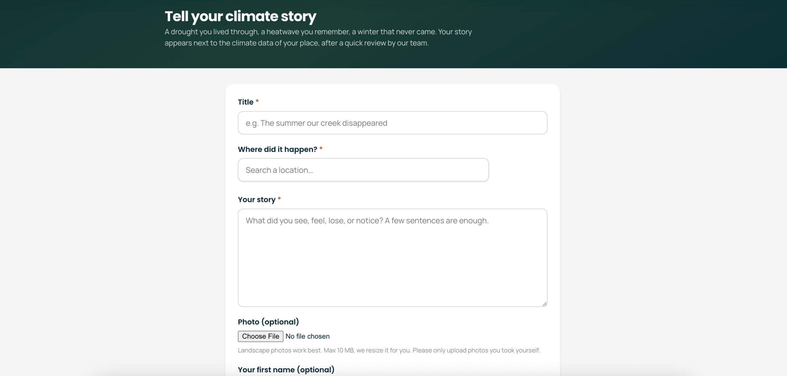 Local Climate Stories - share your story